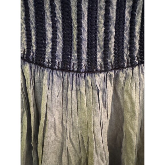 NWT Rachel Zoe Top Sz 1X  Blue Embroidered Tassel Tie Mineral Wash Boho Festival - Picture 10 of 14